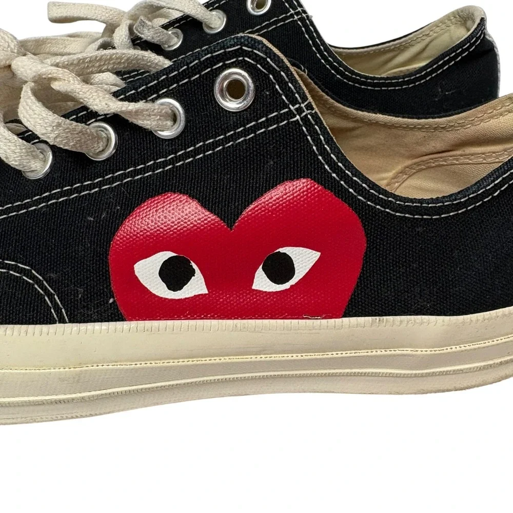 Converse x Comme des Garcons PLAY Chuck 70 Low Top Black Red Heart Sneakers 11.5
